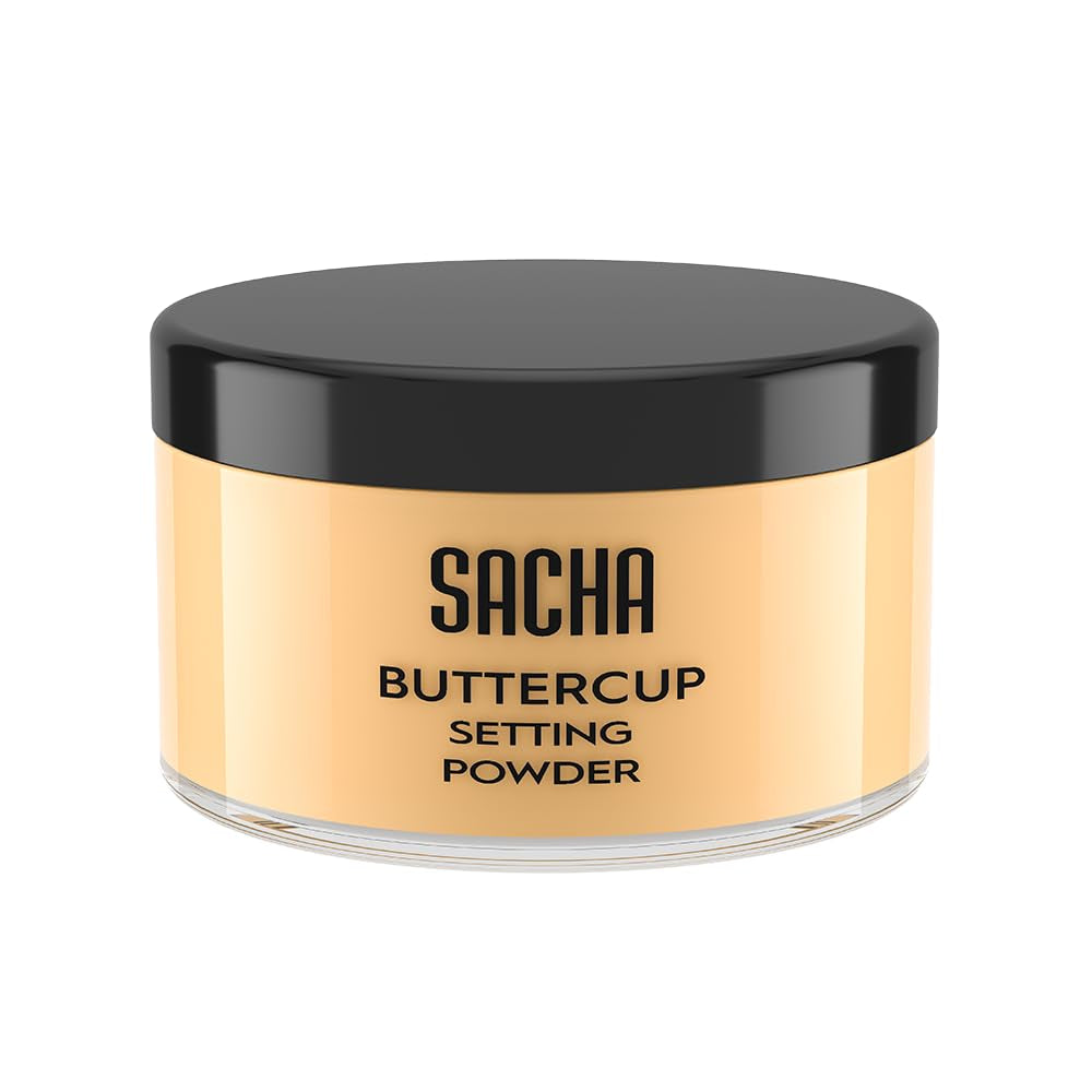 Sacha BUTTERCUP Setting Powder Makeup 1.75 Oz. Translucent Setting Powder for Oily Skin Finishing Powder Loose Powder Makeup Blurring Powder Blurs Fine Lines and Pores for Medium to Dark Skin Tones